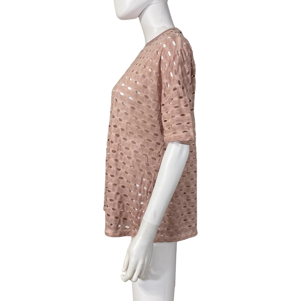 ASOS Pink Short Sleeve Polka Dot Holes Top Shirt - Picture 2 of 5
